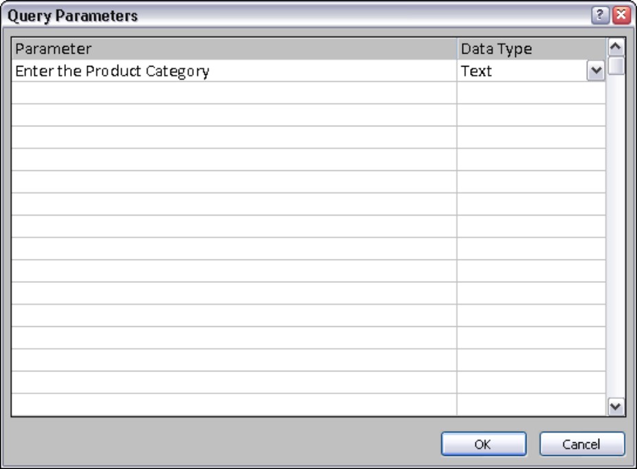 The Query Parameters dialog